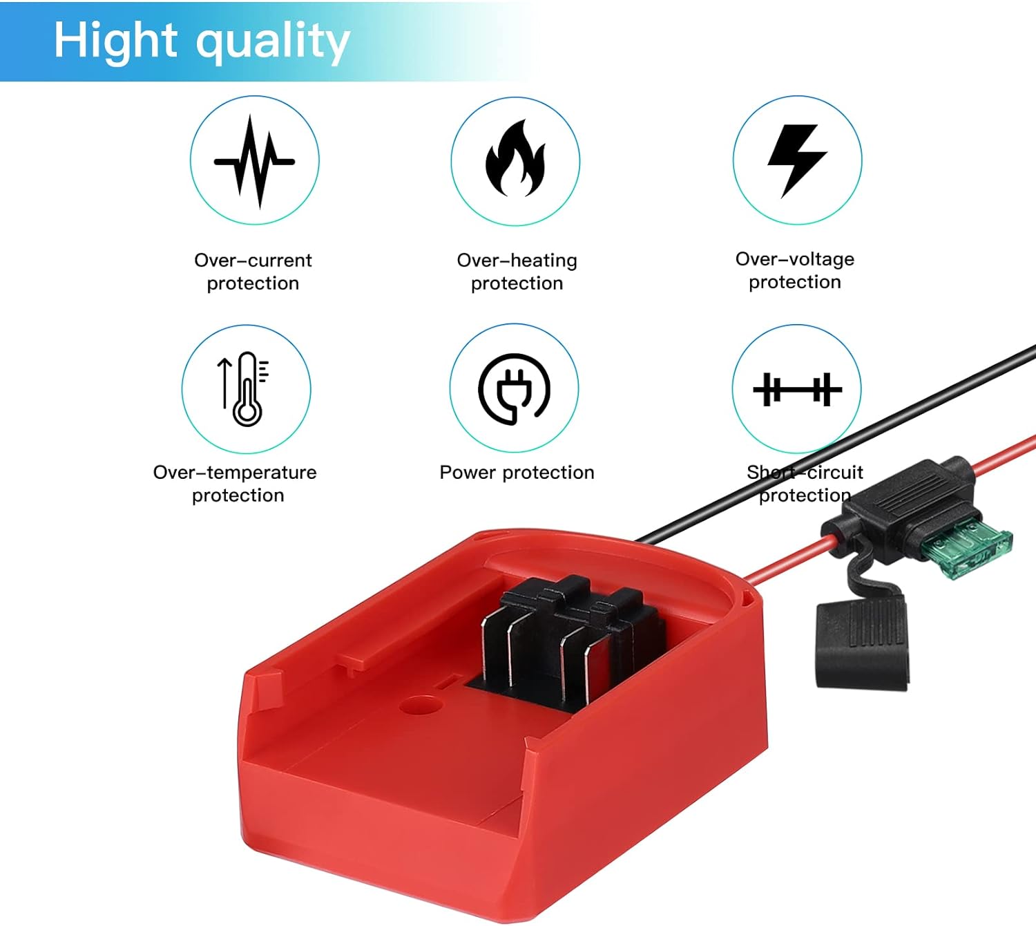 biuonga Power Wheels Adapter for Milwaukee 18V Battery M18 Power Wheels Battery Conversion Kit with Switch, Fuse  Wire Terminals Switch Fuse Holder 16AWG Wire Kit with 30Amp Fuses, Red