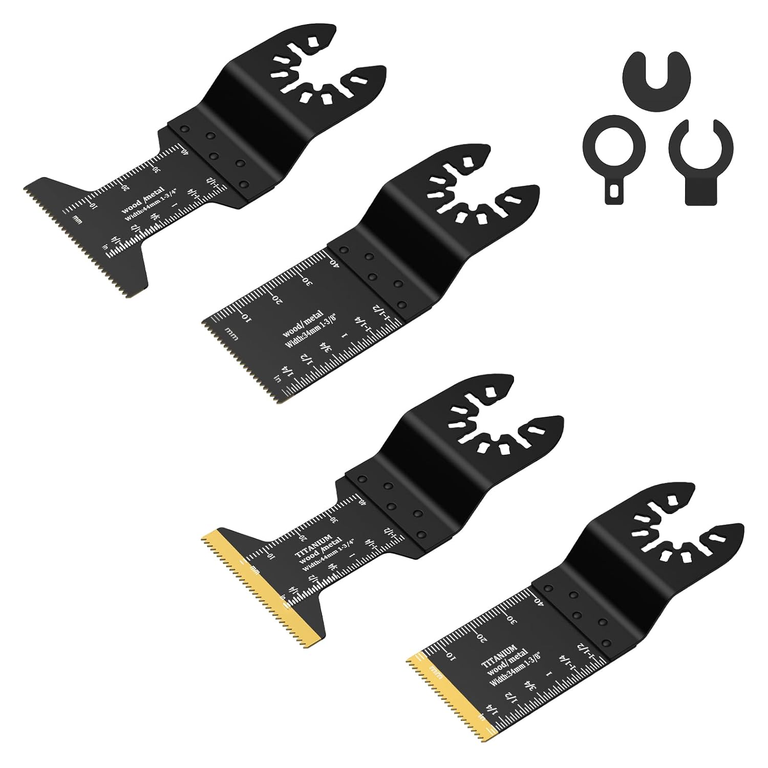 sidaeren 4PCS Multi Tool Blades with Scale, Titanium Oscillating Tool Blade for Cutting Metal, Nails, Wood and Plastic. Compatible with Milwaukee, Ryobi and Dewalt Oscillating Tool Blades