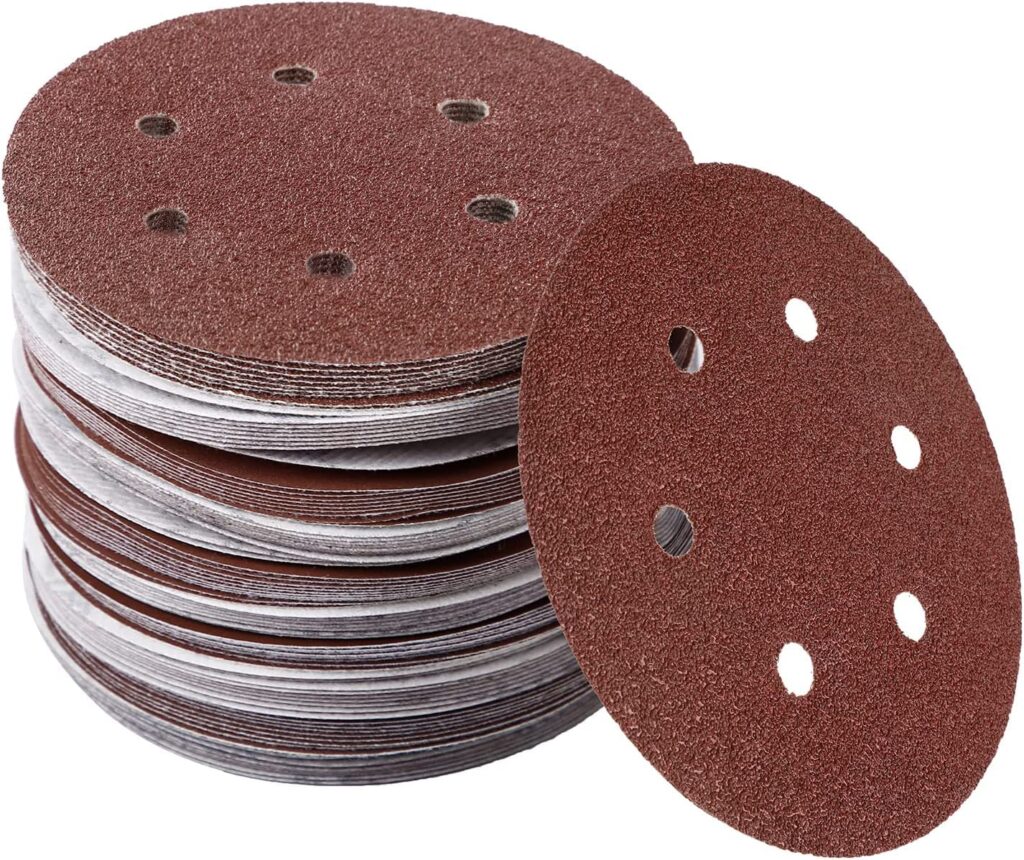 100PCS 5 Inch 8 Holes Sanding Discs 60 120 240 400 600 800 1000 1200 1500 2000 Grit Sandpaper Sander Round Sand Paper (100pcs 60-2000 grit)