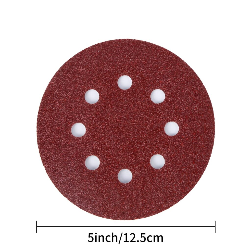 100PCS 5 Inch 8 Holes Sanding Discs 60 120 240 400 600 800 1000 1200 1500 2000 Grit Sandpaper Sander Round Sand Paper (100pcs 60-2000 grit)