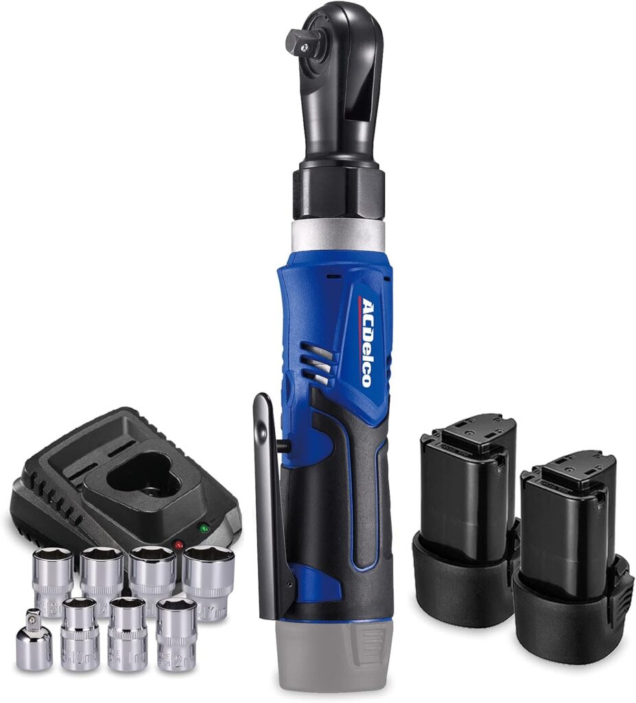 ACDelco ARW1209-P2 G12 Series 12V Li-ion Cordless 3/8” 45 ft-lbs. Ratchet Wrench Tool Kit with 2 Batteries