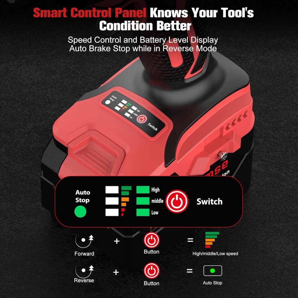 Bamse Cordless Impact Wrench, Brushless Power Impact Gun 21V, 1/2, 4.0Ah Battery, 3200RPM  Max Torque 517 Ft-lbs (700N.m) with 4 Impact Sockets, Electric Impact Driver for Car and Home