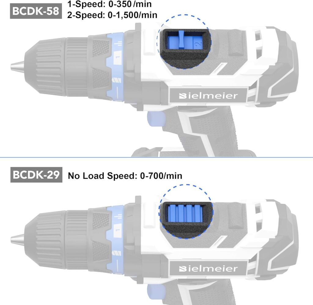 Bielmeier 20V MAX Cordless Drill Set, Power drill kit with Lithium-Ion and charger,3/8 inches Keyless Chuck, Electric Drill with Variable Speed, LED and 29pcs Drill Bits (BCDK-29)…