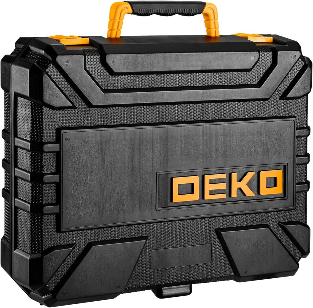 DEKOPRO 126 Piece Power Tool Combo Kits with 8V Cordless Drill, 10MM 3/8 Keyless Chuck, Professional Household Home DIY Hand Tool Kits for Garden Office House Repair