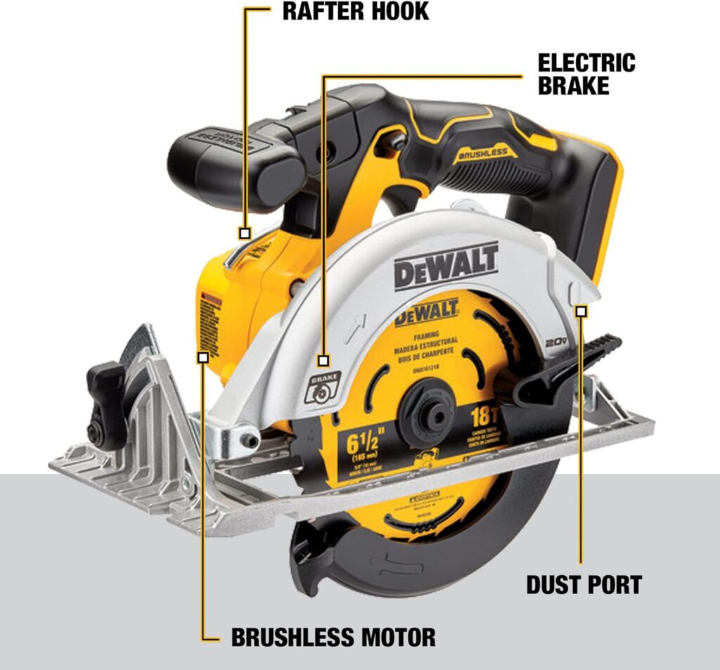 DEWALT 20V MAX* Circular Saw, 6-1/2-Inch, Cordless, Tool Only (DCS565B)