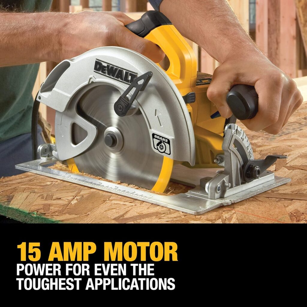 DEWALT Circular Saw, 15 Amp, 57 Degree Bevel, Electric Brake, Corded (DWE575SB)