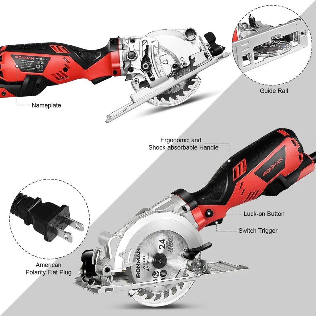 Goplus ET1300US Ironman 766V 5.8Amp 4-2/1 Corded Ultra-Compact Circular Saw