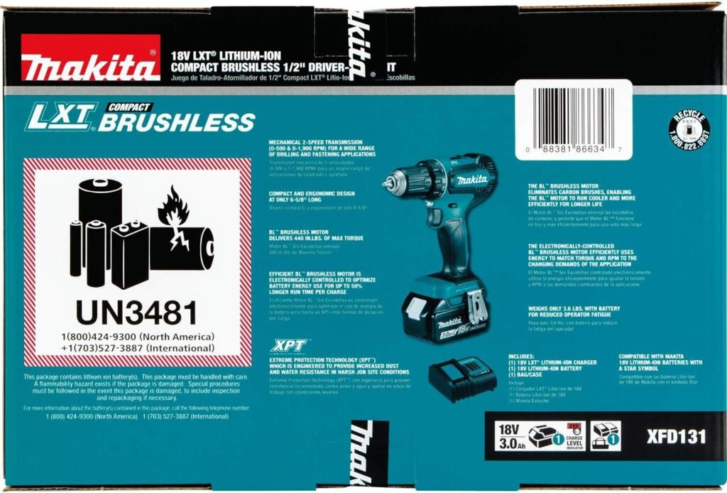 Makita XFD131 18V LXT® Lithium-Ion Brushless Cordless 1/2 Driver-Drill Kit (3.0Ah)