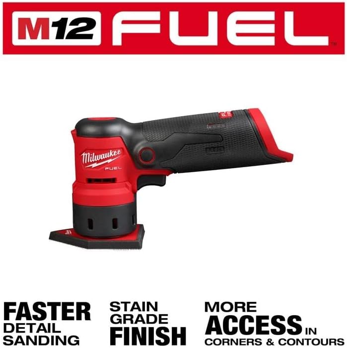 Milwaukee 2531-20 12V Brushless Cordless Orbital Detail Sander (Tool Only) Red and Black