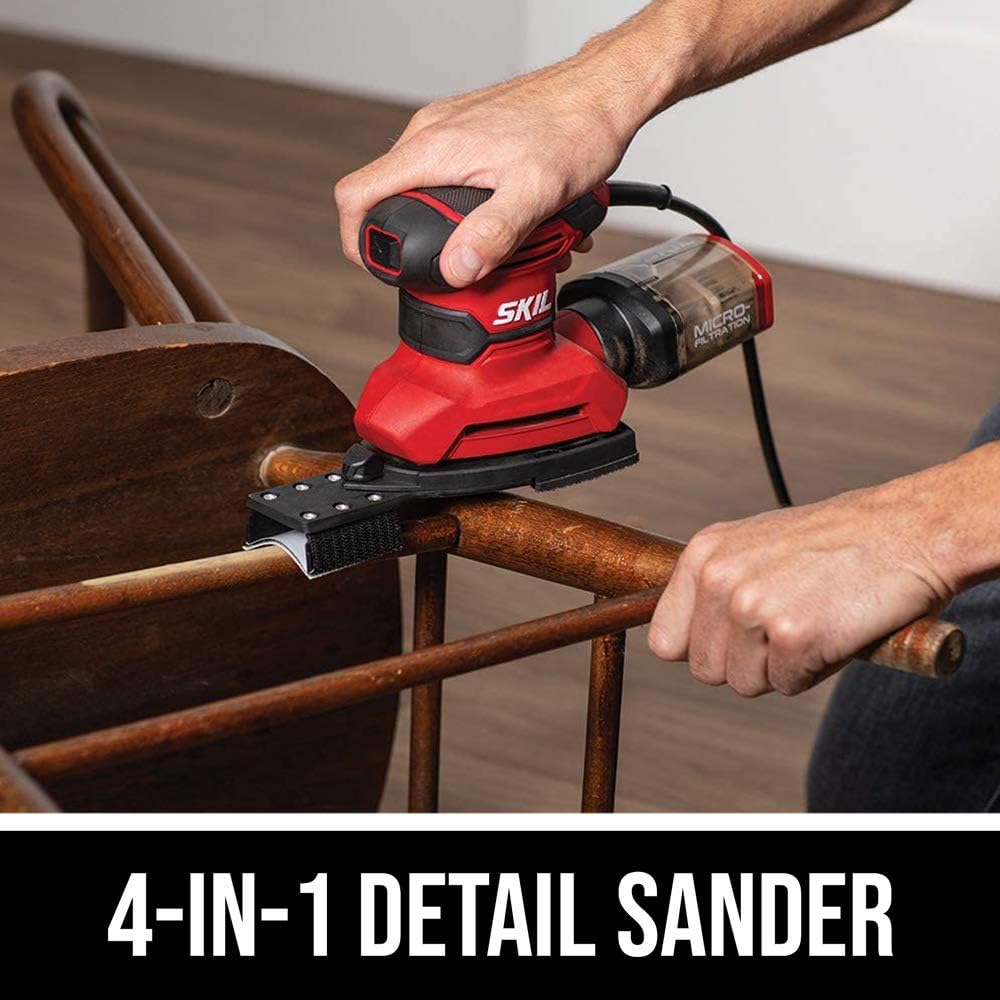 SKIL Corded Multi-Function Detail Sander with Micro-Filter Dust Box 3 Additional Attachments  12pc Sanding Sheet- SR232301