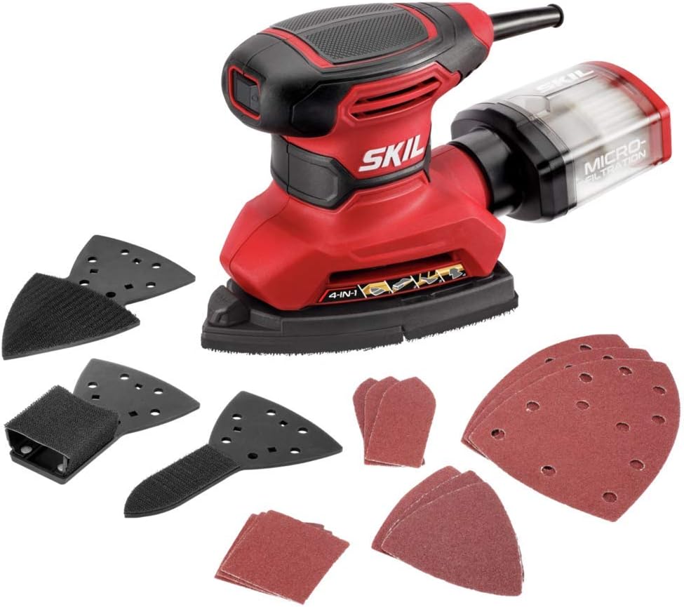 SKIL Corded Multi-Function Detail Sander with Micro-Filter Dust Box 3 Additional Attachments  12pc Sanding Sheet- SR232301
